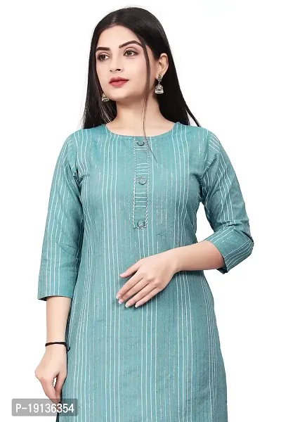 FASHIRE Women's Pure Cotton A-line Kurti Teal-thumb5