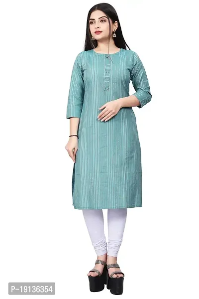 FASHIRE Women's Pure Cotton A-line Kurti Teal-thumb0