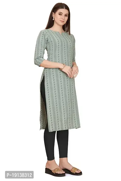 FASHIRE Women's Cotton Woven Design Kurti with V Neck Design. (XX-Large, Olive)-thumb2