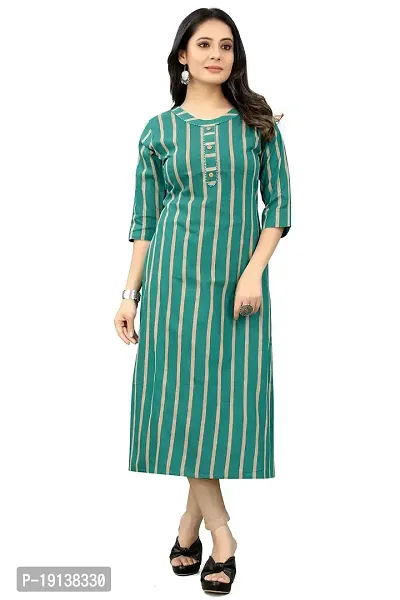 FASHIRE Women's Pure Cotton A-line Kurti (Large, Green)