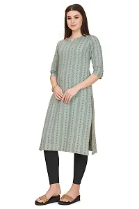 FASHIRE Women's Cotton Woven Design Kurti with V Neck Design. (XX-Large, Olive)-thumb2