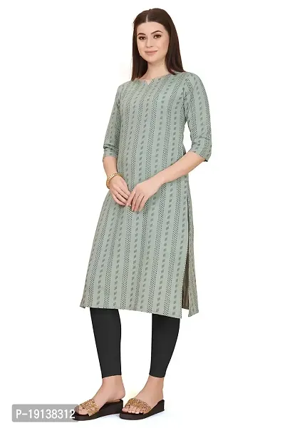 FASHIRE Women's Cotton Woven Design Kurti with V Neck Design. (XX-Large, Olive)-thumb3