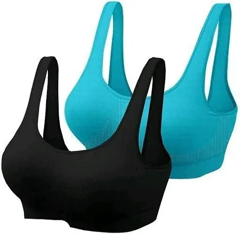 Finders SHREENATHJI Enterprise Women's Non-Padded Non-Wired Bra Pack of 2 (Black Size:-32