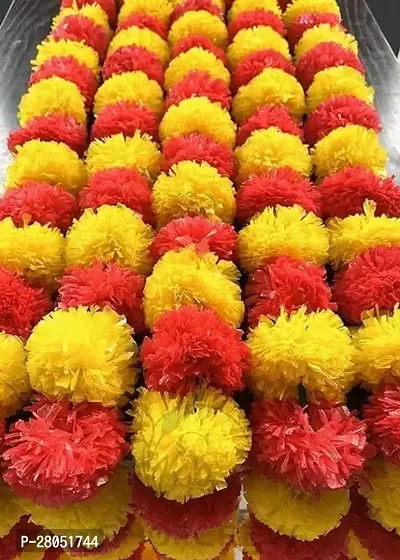 Artificial Decorative Marigold/Genda Phool Flower Garland for Home Decoration Diwali Wedding Pooja Decoration Approx 4.5 Feet to 4.9 Ft Long Pack of 4 Strings Pack of 4