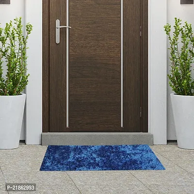 Trendy Anti Slip Machine Washable Door Mats for Home and Bathroom, Cotton Doormat (Pack of 1, Blue)