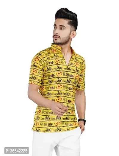 Latest Cotton Printed Short Kurta for Men-thumb0