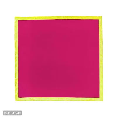 Dulhan Velvet Pink Pooja Cloth/Pooja Aasan for Mandir, Temple Altar Cloth with Golden Border (40X40 inch) 1mtr.