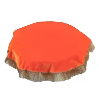 DLC Solid Stretchable Velvet 20 Inch Thal posh, Bright and Colorful Plate Cover for Decoration, Plain Orange thali Cover for Pooja, Wedding, Festivals-thumb4