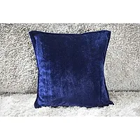 Dulhan Creations Soft and Bright, Solid Color Velvet Cushion Covers Set of 2 (24 x 24, NavyBlue)-thumb1