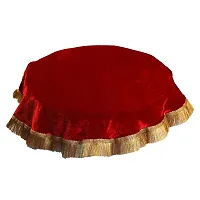 DLC Solid Stretchable Velvet 20 Inch Thal posh, Bright and Colorful Plate Cover for Decoration, Plain Maroon thali Cover for Pooja, Wedding, Festivals-thumb4