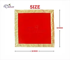 Red Pooja Cloth for God, Velvet Altar Cloth for Puja | Size 18x18 (Red)-thumb1