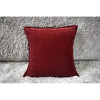 Dulhan Creations Soft and Bright, Solid Color Velvet Cushion Covers Set of 2 (12 x 12, Maroon)-thumb1