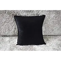 Dulhan Creations Soft and Bright, Solid Color Velvet Cushion Covers Set of 2 (24 x 24, Black)-thumb1