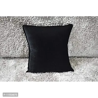 Dulhan Creations Soft and Bright, Solid Color Velvet Cushion Covers Set of 2 (24 x 24, Black)-thumb2