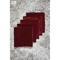 Dulhan Creations Soft and Bright, Solid Color Velvet Cushion Covers Set of 2 (12 x 12, Maroon)-thumb2