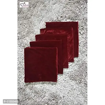 Dulhan Creations Soft and Bright, Solid Color Velvet Cushion Covers Set of 2 (12 x 12, Maroon)-thumb3