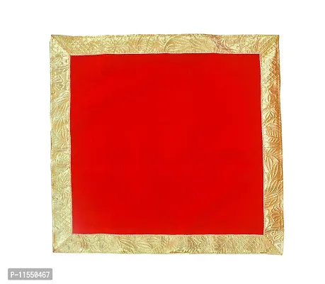 Red Pooja Cloth for God, Velvet Altar Cloth for Puja | Size 18x18 (Red)-thumb0