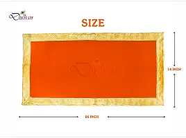 Red Pooja Cloth for God, Velvet Altar Cloth for Puja | Size 14x26 (Orange)-thumb1