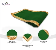 Red Pooja Cloth for God, Velvet Altar Cloth for Puja | Size 14x26 (Green)-thumb2