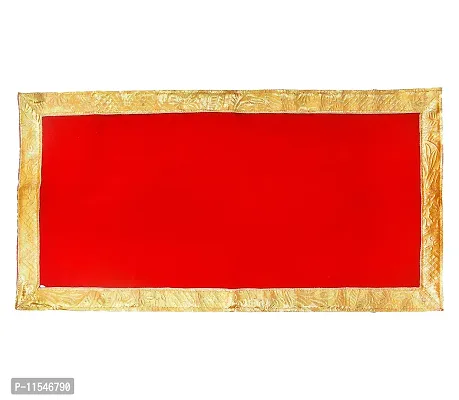 Red Pooja Cloth for God, Velvet Altar Cloth for Puja | Size 14x26 (Red)-thumb0