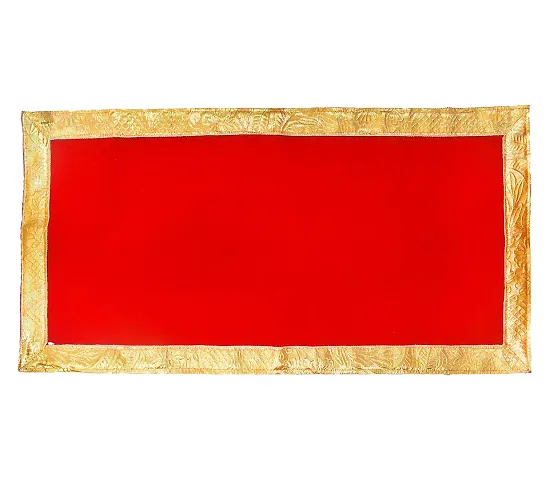 Red Pooja Cloth for God, Velvet Altar Cloth for Puja | Size 14x26