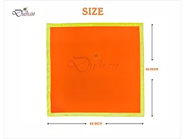 Dulhan Velvet Orange Pooja Cloth/Pooja Aasan for Mandir, Temple Altar Cloth with Golden Border (40X40 inch) 1mtr.-thumb1