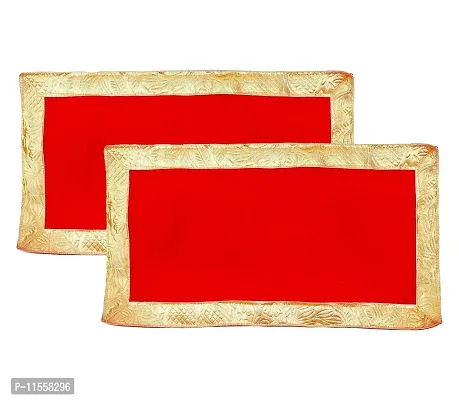 Red Pooja Cloth for God, Velvet Altar Cloth for Puja | Pack of 2 | Size 10x20 (Red)