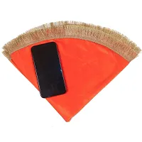 DLC Solid Stretchable Velvet 20 Inch Thal posh, Bright and Colorful Plate Cover for Decoration, Plain Orange thali Cover for Pooja, Wedding, Festivals-thumb3