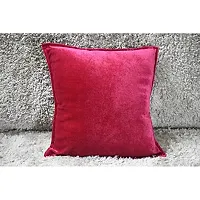 Dulhan Creations Soft and Bright, Solid Color Velvet Cushion Covers Set of 2 (12 x 12, Pink)-thumb1