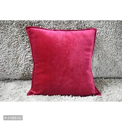 Dulhan Creations Soft and Bright, Solid Color Velvet Cushion Covers Set of 2 (12 x 12, Pink)-thumb2