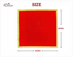 Dulhan Velvet Red Pooja Cloth/Pooja Aasan for Mandir, Temple Altar Cloth with Golden Border (40X40 inch) 1mtr.-thumb1