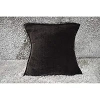 Dulhan Creations Soft and Bright, Solid Color Velvet Cushion Covers Set of 2 (24 x 24, Coffee)-thumb1