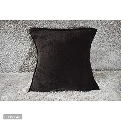 Dulhan Creations Soft and Bright, Solid Color Velvet Cushion Covers Set of 2 (24 x 24, Coffee)-thumb2