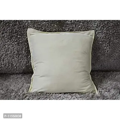 Dulhan Creations Soft and Bright, Solid Color Velvet Cushion Covers Set of 2 (24 x 24, OffWhite)-thumb2