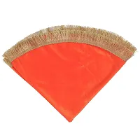 DLC Solid Stretchable Velvet 20 Inch Thal posh, Bright and Colorful Plate Cover for Decoration, Plain Orange thali Cover for Pooja, Wedding, Festivals-thumb2