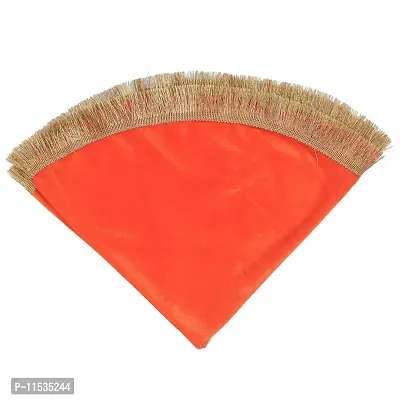 DLC Solid Stretchable Velvet 20 Inch Thal posh, Bright and Colorful Plate Cover for Decoration, Plain Orange thali Cover for Pooja, Wedding, Festivals-thumb3