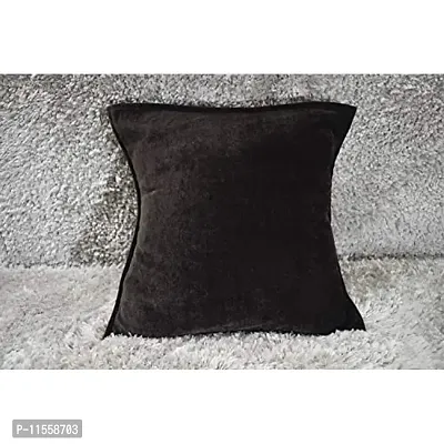 Dulhan Creations Soft and Bright, Solid Color Velvet Cushion Covers Set of 2 (12 x 12, Coffee)-thumb2