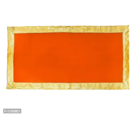 Red Pooja Cloth for God, Velvet Altar Cloth for Puja | Size 14x26 (Orange)