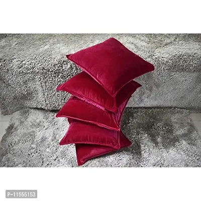 Dulhan Creations Soft and Bright, Solid Color Velvet Cushion Covers Set of 2 (12 x 12, Pink)