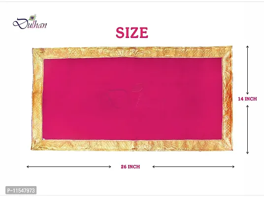 Red Pooja Cloth for God, Velvet Altar Cloth for Puja | Size 14x26 (Pink)-thumb2