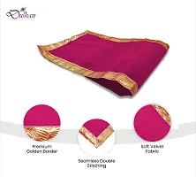 Red Pooja Cloth for God, Velvet Altar Cloth for Puja | Size 14x26 (Pink)-thumb2