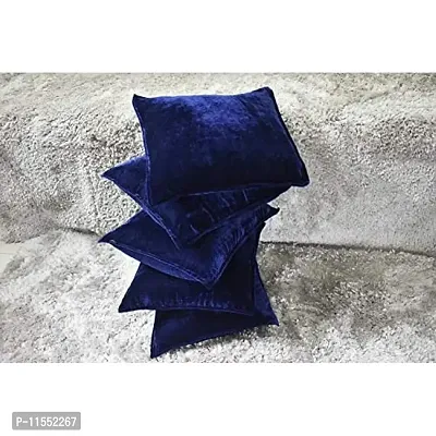 Dulhan Creations Soft and Bright, Solid Color Velvet Cushion Covers Set of 2 (24 x 24, NavyBlue)