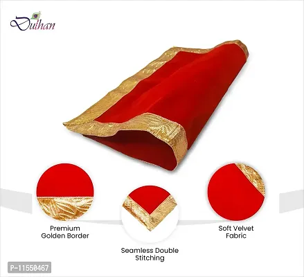 Red Pooja Cloth for God, Velvet Altar Cloth for Puja | Size 18x18 (Red)-thumb3