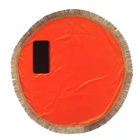 DLC Solid Stretchable Velvet 20 Inch Thal posh, Bright and Colorful Plate Cover for Decoration, Plain Orange thali Cover for Pooja, Wedding, Festivals-thumb1