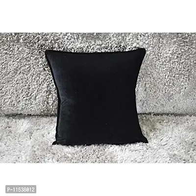 Dulhan Creations Soft and Bright, Solid Color Velvet Cushion Covers Set of 2 (12 x 12, Black)-thumb2