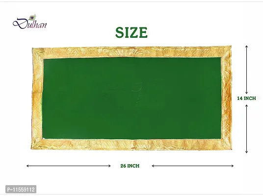 Red Pooja Cloth for God, Velvet Altar Cloth for Puja | Size 14x26 (Green)-thumb2