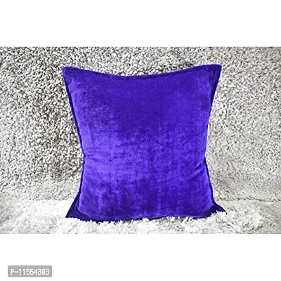 Dulhan Creations Soft and Bright, Solid Color Velvet Cushion Cover (16 x 16, Purple)-thumb0