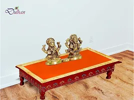 Red Pooja Cloth for God, Velvet Altar Cloth for Puja | Size 14x26 (Orange)-thumb4