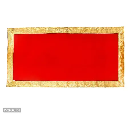 Red Pooja cloth For God, Velvet Altar Cloth For Puja | Size 13x27 (Red)-thumb0