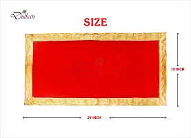 Red Pooja cloth For God, Velvet Altar Cloth For Puja | Size 13x27 (Red)-thumb1